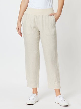 Sarah Rib Nat Waist Linen Pant