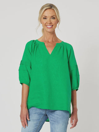 Diana Detail Sleeve Top Emerald