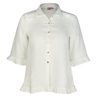 The Rose Ruffle Shirt Ivory 100% Linen