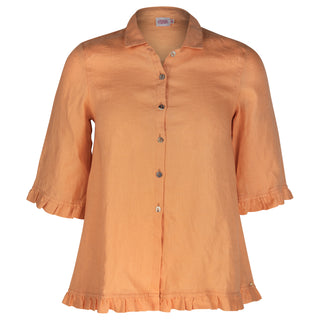 The Rose Ruffle Shirt Lt Orange 100% Linen