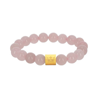 Natural gems bracelet rose quartz matt gold