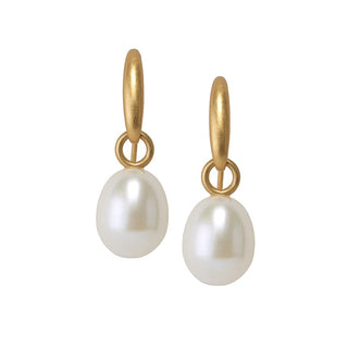 Sunset earrings with pearls matt gold plated