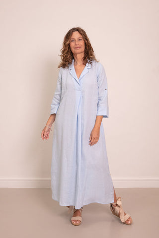 Juniper Kaftan Dress Sky Blue 100% Linen