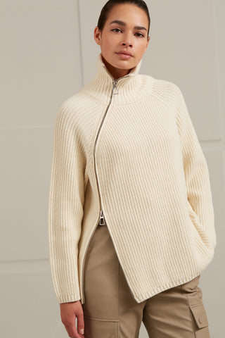 Knit Sweater w Zipper off White