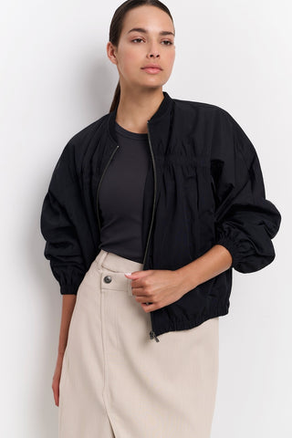 Nylon Phantom Cropped Bomber Jacket w Taping Detail