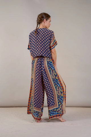 Moorish Blue Crepe Palazzo Pant