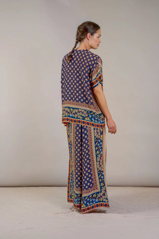 Moorish Blue Crepe Palazzo Pant