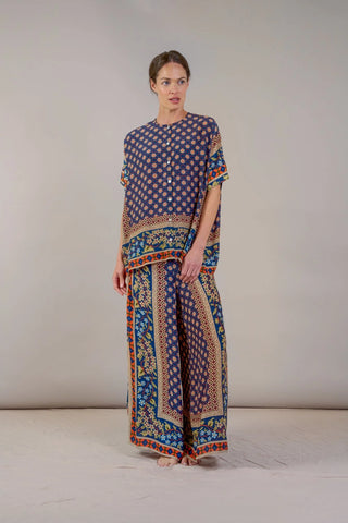 Moorish Blue Crepe Palazzo Pant