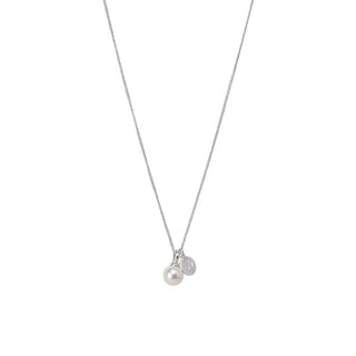 Harmony necklace Freshwater Pearl matt silver plated – 90 CM