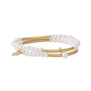 Boho bracelets with Freshwater pearls matt gold plated