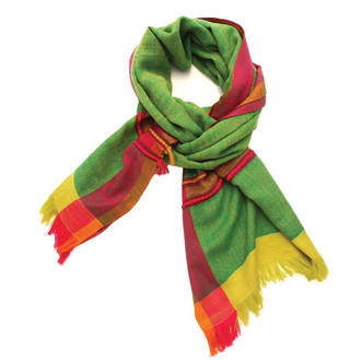 Himalayan pashmina 85x200 shawl green/yellow