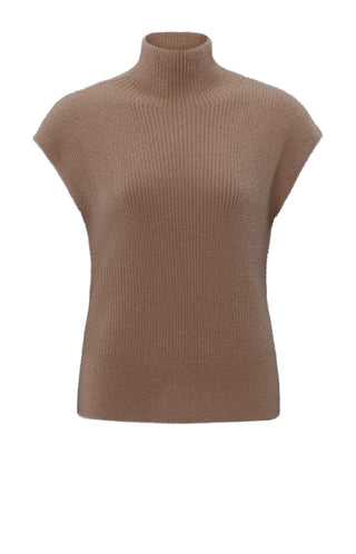 Furry Slv Chocolate Malt Taupe H-neck Sweater