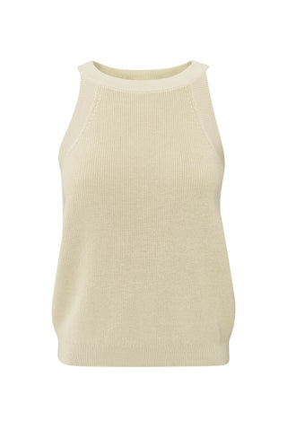 Knitted Tanktop S. Sand High Neckline