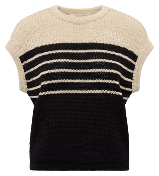 Sleeveless Striped Tape Summer Sand Yarn Sweater