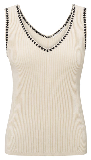 Rib Tanktop S. Sand w Fun Detail @ Edge