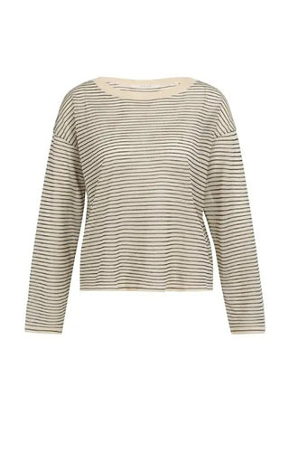 Crème Beige Stripe Knit Sweater