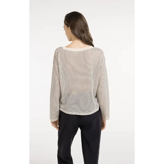 Crème Beige Stripe Knit Sweater