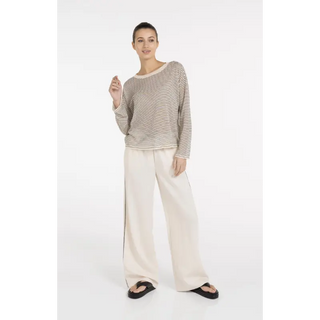 Crème Beige Stripe Knit Sweater