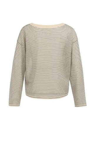 Crème Beige Stripe Knit Sweater