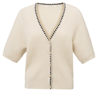 Rib S Sand Cardigan w Fun Detail @ Placket