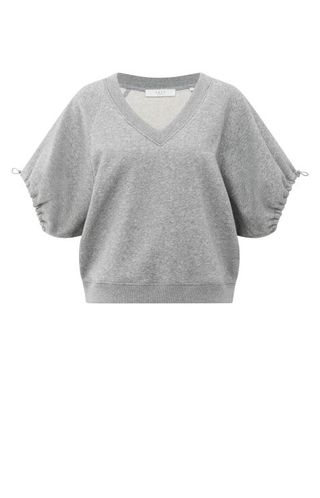 Medium Grey Melange Vneck Sweater w Elastic