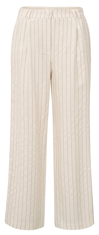 Linen Mix Sand Linen Beige Wideleg Trousers