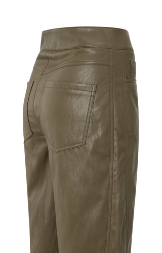 Capers Brownish Gree Faux Leather Carrot Fit Trouser