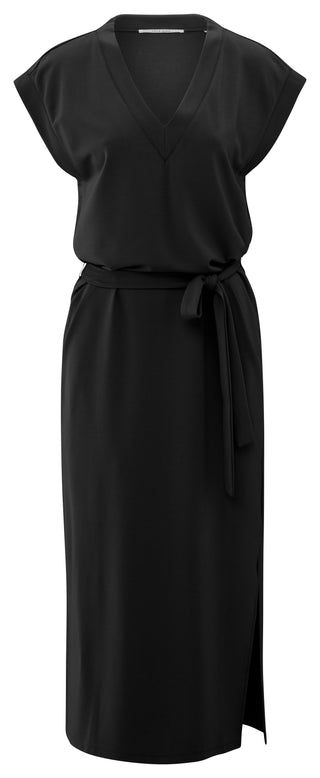 V-neck Washed Black T-shirt Dress w Belt