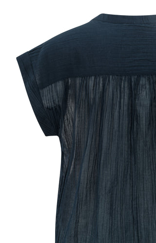 Flowy Eclipse Blue Polo Top