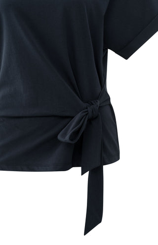 Round  Neck Eclipse Blue Top w Knot