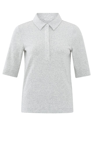 Jess Fine Medium Gray Jersey Polo Top