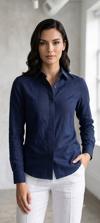 Nomsa Navy Shirt W Concealed Front