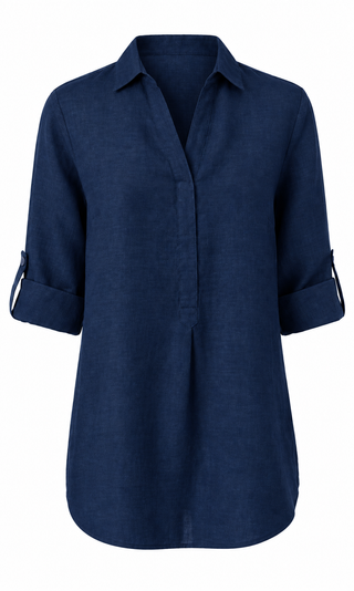 Ella navy tab shirt