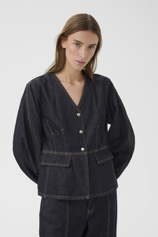 Evette Dark Blue Denim Blazer