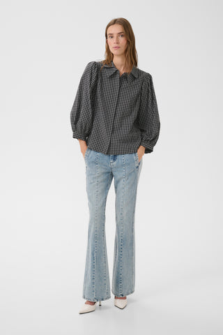 Ellen Dark Grey Check Frosty Blouse