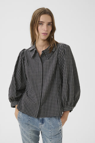 Ellen Dark Grey Check Frosty Blouse