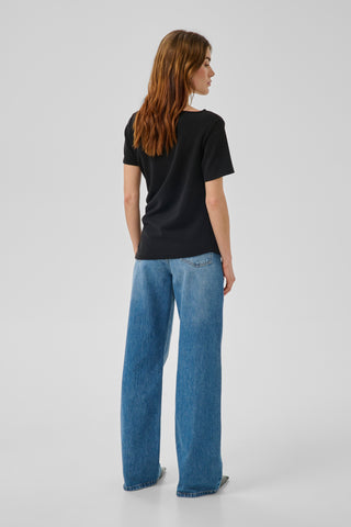 Helle Black Asymmetric Tee