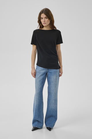 Helle Black Asymmetric Tee
