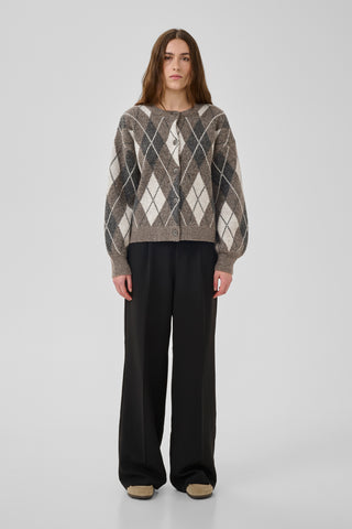 Paloma Majar Brwn Check Knit Cardigan