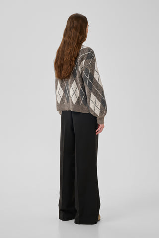 Paloma Majar Brwn Check Knit Cardigan