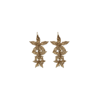 Gold Shimmer Triple Flower Beaded Ear