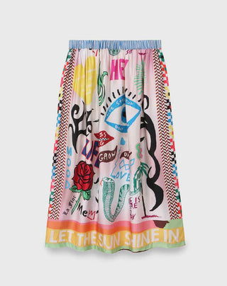 Alexa Printed Midi Tattoo Skirt