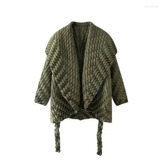 Jennifer Pleated Belted Jacket Khaki