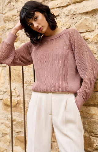 Burlwood Pink Mesh Knit Sweater