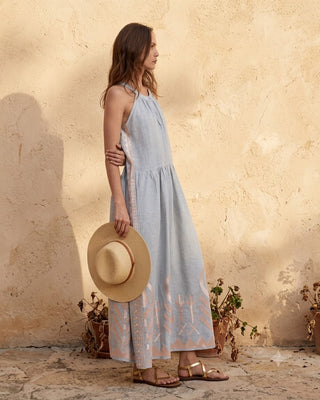 Maxi Feather Halter Neck L Grey/pink Dress