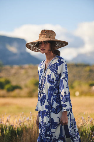 Giant Willow  Blue Pinch Pleat Dress
