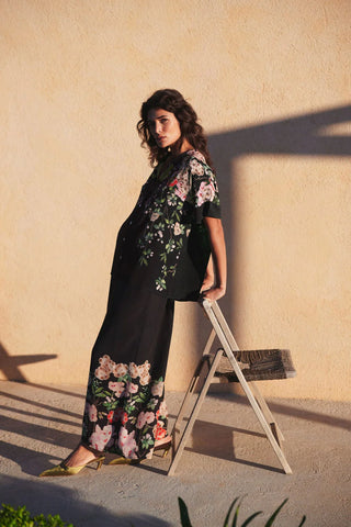 Trailing Blossom Black Palazzo Pant