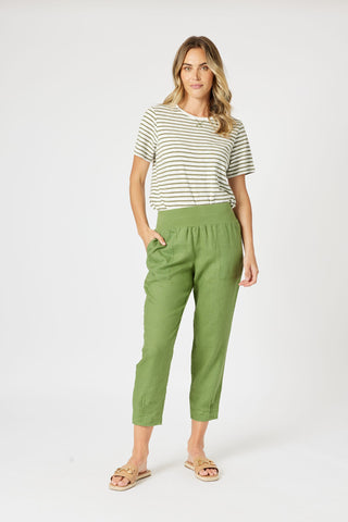 Sarah Rib Basil Waist Linen Pant