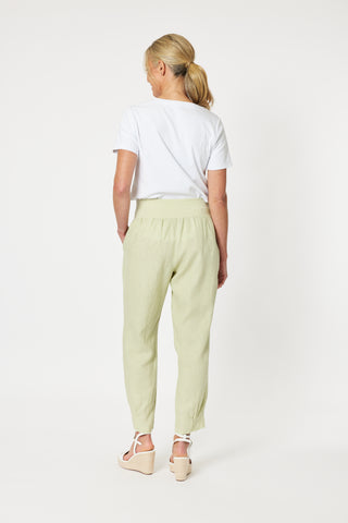 Sarah Rib Celery Waist Linen Pant