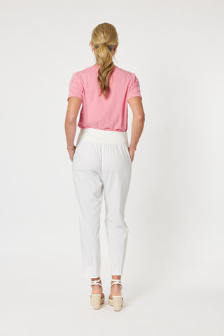 Sarah Rib White Waist Linen Pant